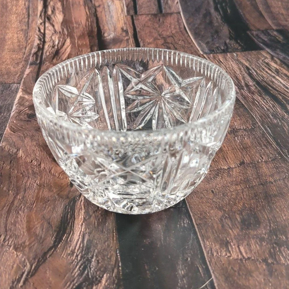 VTG Cut Glass Crystal Creamer & Sugar Bowl Set MCM Starburst Elegant‎ Design